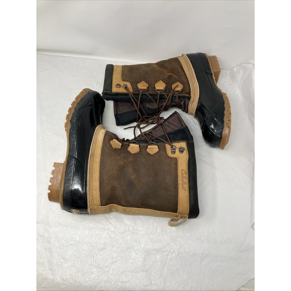 Cabelas Brown Suede Rubber Duck Boots Lace Up Waterproof Thinsulate Korea Men 11